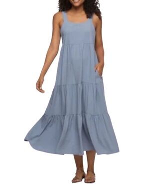 ☀️Black Bow Tiered Maxi Dress Blue Size Small